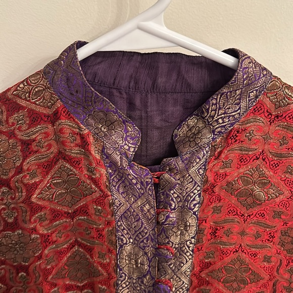 Nehru jacket Indian South Asian traditional ethnic vest w/intricate embroidery - Picture 3 of 8